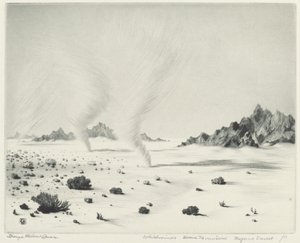Torbellinos, montañas muertas, desierto de Mojave, California