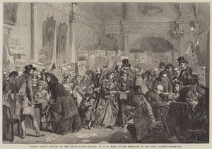 Elección de huérfanos infantiles en el London Tavern, votación de George Elgar Hicks