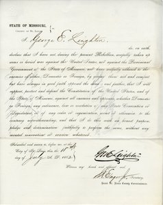 Juramento de lealtad de George E. Leighton de Missouri, Condado de St. Louis de George Eliot Leighton