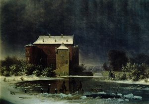Casa embrujada en la nieve, 1848 de George Emil Libert