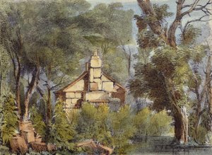 Casa de Piedra, Jardines de Richmond, lámina 23 de Jardines de Kew: Una Serie de Veinticuatro Dibujos en Piedra, grabado por Charles Hullmandel (1789-1850) publicado 1820