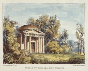 Templo de Bellona, Jardines de Kew, lámina 24 de Jardines de Kew: Una Serie de Veinticuatro Dibujos en Piedra, grabado por Charles Hullmandel (1789-1850) publicado 1820