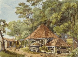 Obras de Agua, Jardines de Kew, lámina 22 de Jardines de Kew: Una Serie de Veinticuatro Dibujos en Piedra, grabado por Charles Hullmandel (1789-1850) publicado 1820 de George Ernest after Papendiek