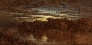 Crepúsculo en el Avon, ruinas del castillo de Kenilworth en la distancia de George F. Teniswood