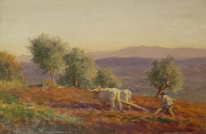 Donde cantaba Virgilio, hombre arando, 1912 de George Faulkner Wetherbee