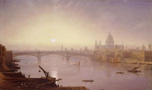 Puente de Southwark y la Catedral de San Pablo desde el Puente de Londres: Atardecer de George Fennel Robson
