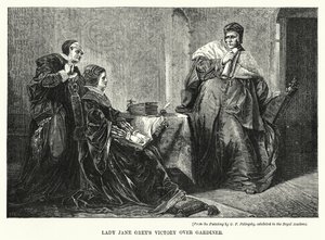 La victoria de Lady Jane Grey sobre Gardiner (grabado)