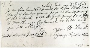 Carta escrita por Handel, junio de 1716 de George Frederick Handel