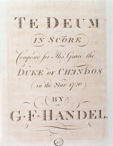 Portada de la partitura de Te Deum de G. F. Handel