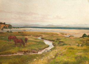 Escena costera con caballos de George Frederick Waldo Johnson