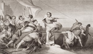 El rey Alfredo incitando a los anglosajones a repeler la invasión de los daneses en el año 876 d.C., de 