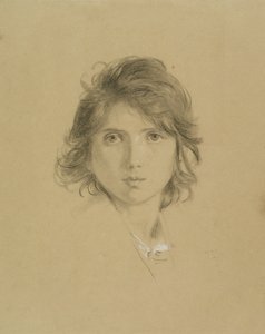 Estudio para la cabeza de un niño en Campesinos de la Campaña durante la Vendimia, c.1860 de George Frederick Watts