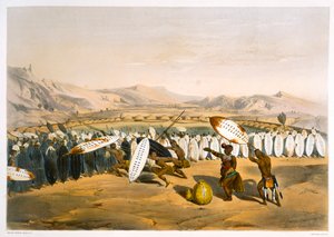 Umpanda revisando sus tropas en Nonduengi, 1849 de George French Angas