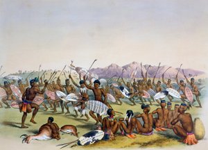 Danza de caza zulú cerca de las montañas Engooi, 1849 de George French Angas