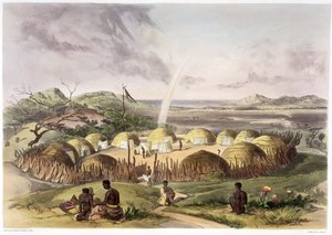 Zulu Kraal cerca de Umlazi, Natal, 1849