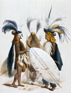 Soldados zulúes del ejército del rey Panda, 1849 de George French Angas
