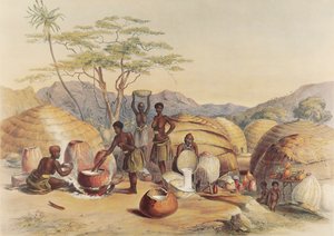 Las mujeres zulúes elaboran "outchualla de George French Angas