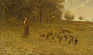 Niña con pavos