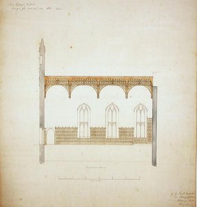 New College Oxford: Diseño para el Techo del Nuevo Salón de George Gilbert Scott
