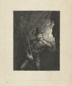 Ladrón armado en una cueva