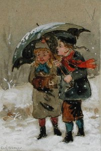 Niños jugando en la nieve de George Goodwin Kilburne