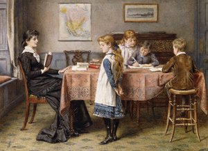 La lección, 1892 de George Goodwin Kilburne