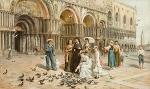 Las palomas de San Marcos, Venecia, Italia, 1876