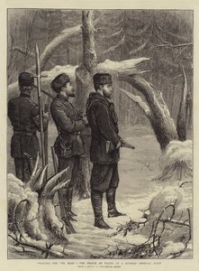 Esperando al oso, el Príncipe de Gales en una cacería imperial rusa de George Goodwin Kilburne