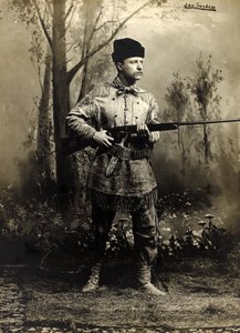 Theodore Roosevelt en piel de gamo, Dakota Teritory c.1885 (foto en blanco y negro)