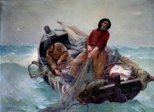 Pesca en alta mar. Pintura de Georges Haquette (1854-1906) de George Haquette