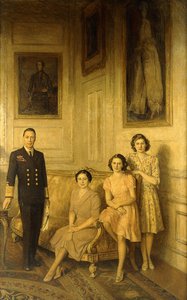 La Familia Real: El rey Jorge VI, la reina Isabel y sus dos hijas, la princesa Margarita y la princesa Isabel