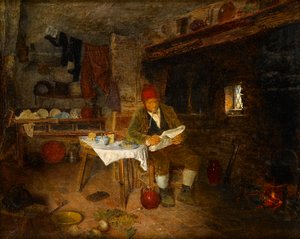 Un hogar rústico: Leyendo las noticias, 1855