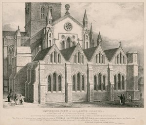 Vista exterior de la Capilla de la Señora en el extremo este de la Iglesia de St Saviour, Southwark de George Hawkins