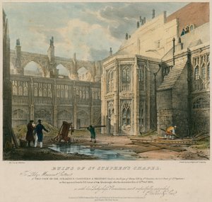 Ruinas de la Capilla de San Esteban después del incendio destructivo del 16 de octubre de 1834
