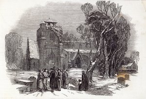 Mañana de Navidad: Yendo a la Iglesia, grabado por W.J. Linton, de 