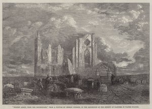 Abadía de Whitby, desde el Cementerio, en la Exposición de la Sociedad de Pintores en Acuarela de George Haydock Dodgson