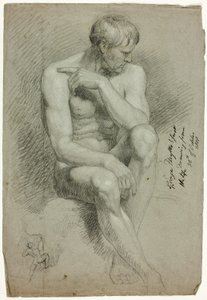 Desnudo masculino sentado con boceto de arquero desnudo