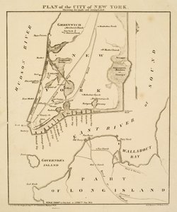 Plano de la ciudad de Nueva York mostrando los terrenos hechos y pantanos, 1856 de George Hayward