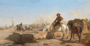 Un Buttero dando de beber a su caballo en la Campiña Romana, 1853