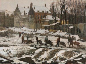 Sitio de construcción en Ámsterdam, c. 1902 de George Hendrik Breitner