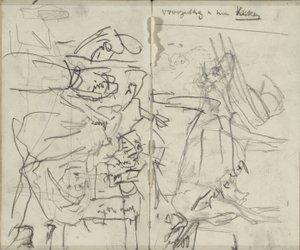 Hoja de estudio con figuras y una vaca. de George Hendrik Breitner