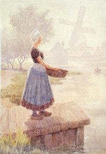 Pescadora holandesa (acuarela sobre papel) de George Henry Alan Brown