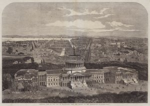 Vista aérea de la ciudad de Washington, con el Capitolio en primer plano
