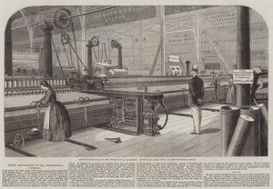 Fabricación de algodón en la Exposición Internacional, la mula autoactuante de Platt, o máquina de hilar algodón de George Henry Andrews