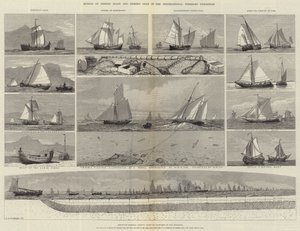 Modelos de barcos de pesca y aparejos de pesca en la Exposición Internacional de Pesca