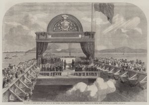 El Príncipe de Gales colocando la Última Piedra del Puente Victoria sobre el San Lorenzo de George Henry Andrews