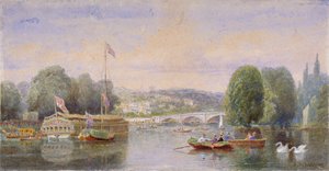 El Río Támesis con el Puente de Richmond y la Colina de Richmond en la distancia, Londres, 1867 de George Henry Andrews