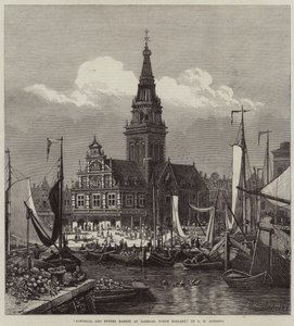 Ayuntamiento y mercado de mantequilla en Alkmaar, Holanda del Norte