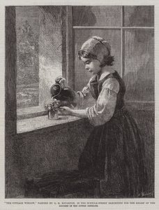 La ventana de la cabaña, en la Exposición de Suffolk-Street para el alivio de la angustia en los distritos algodoneros de George Henry Boughton