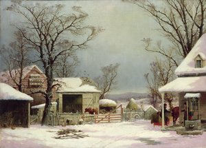 Patio de granja en invierno, 1862 de George Henry Durrie
